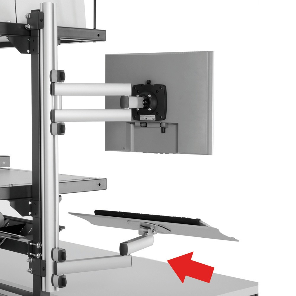 Tastatur- und Mausablage mit Gelenkarm für Rocholz Packtisch-System, HxBxT 200 x 100 x 455 mm