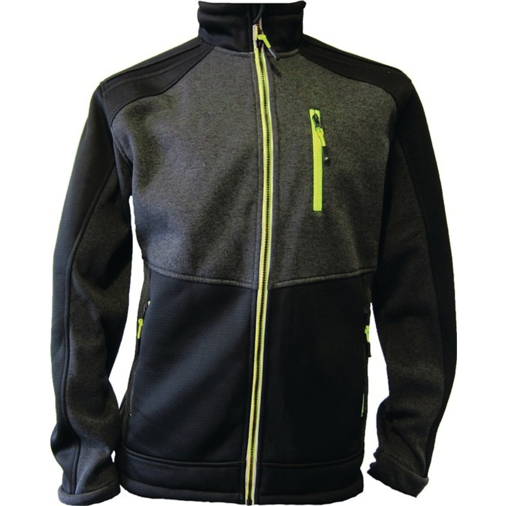 TERRAX Strickfleecejacke, dunkelgrün/schwarz/lime, Größe XL