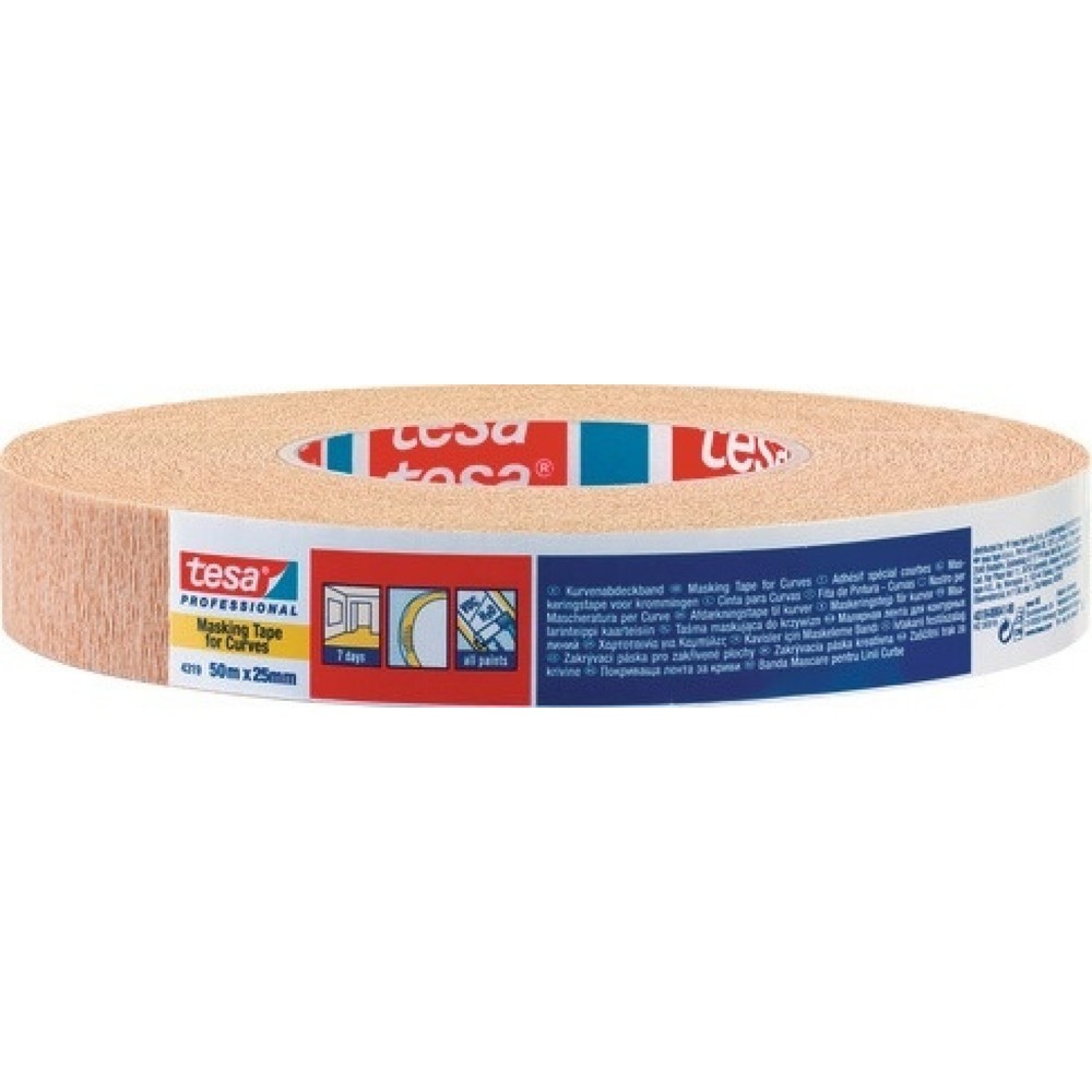 tesa® Kreppband tesa® krepp® 4319, hellbraun, stark gekreppt, Rolle, Länge 50 m Breite 25 mm