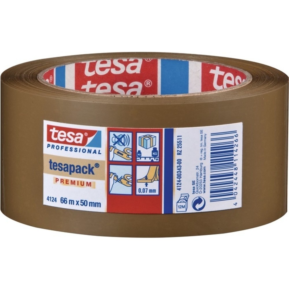 tesa® Ruban adhésif d'emballage PVC tesa® pack® 4124, longueur 66 m largeur 50 mm, chamois, rouleau