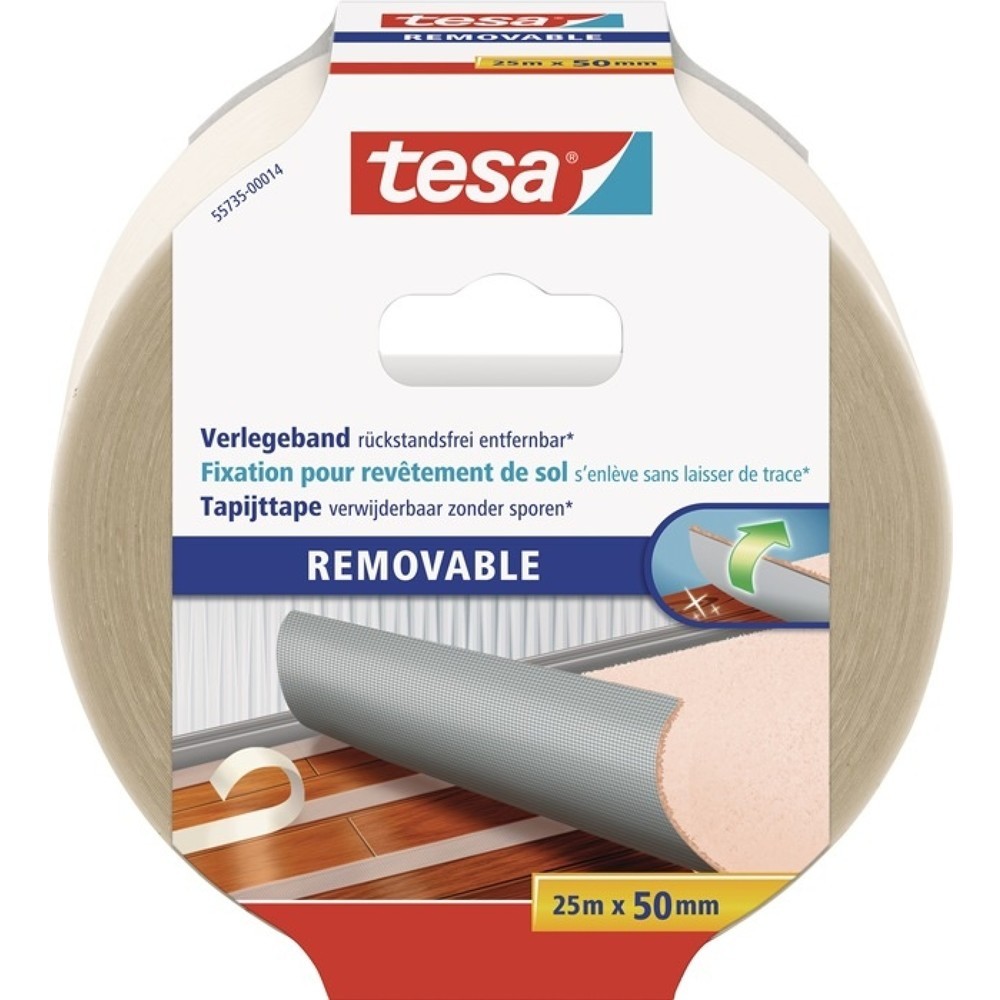 tesa® Ruban de pose double face 55735, longueur 25 m largeur 50 mm, rouleau