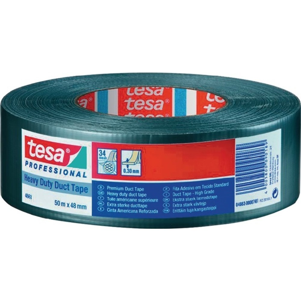 tesa® Ruban toilé duct tape 4663, longueur 50 m, largeur 48 mm, argenté, rouleau