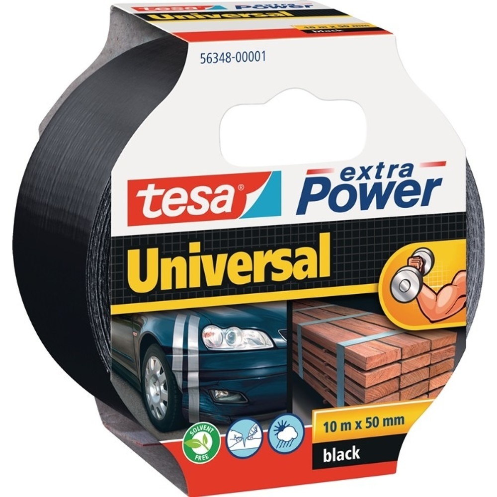 tesa® Ruban toilé extra Power® 56348, longueur 10 m largeur 48 mm, noir, rouleau