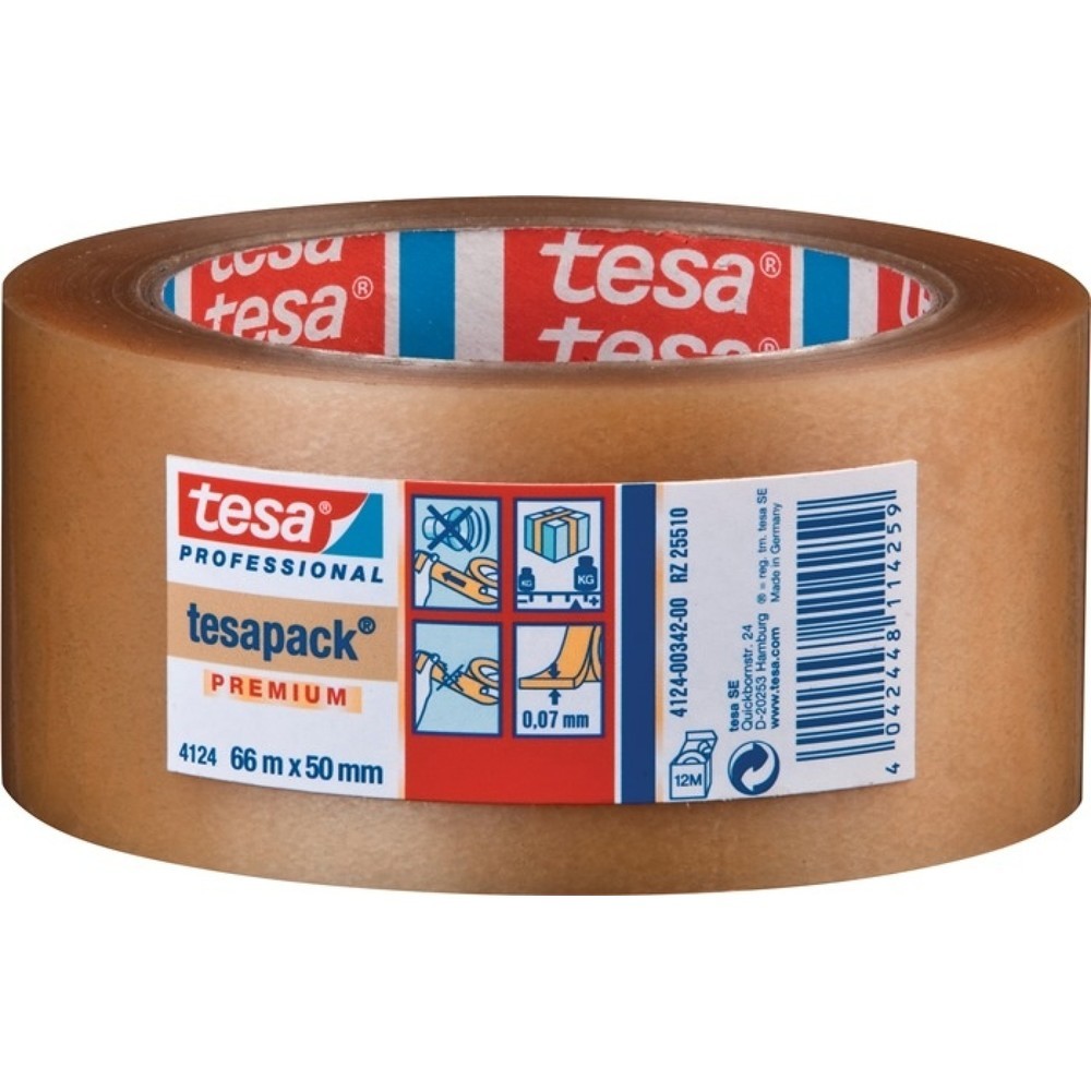 tesa® Verpackungsklebeband PVC tesa® pack® 4124, Länge 66 m Breite 50 mm, farblos, Rolle