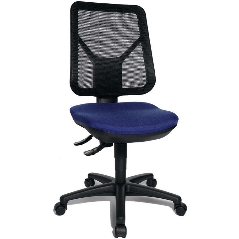 Siège de bureau pivotant Topstar®, bleu 430-510 mm, avec soutien lombaire, sans accoudoirs capacité de charge 110 kg