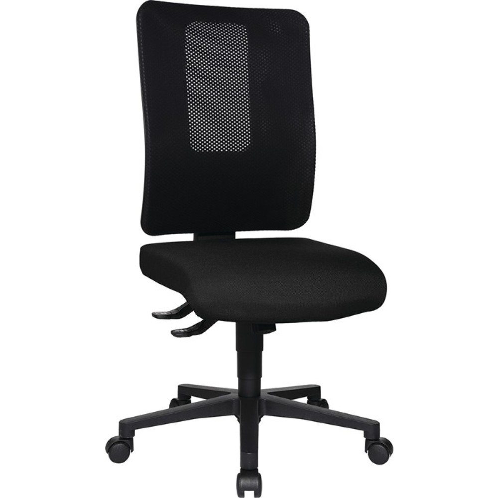 Siège de bureau pivotant TOPSTAR, noir/ noir 460-560 mm, avec système synchrone, sans accoudoirs capacité de charge 110 kg