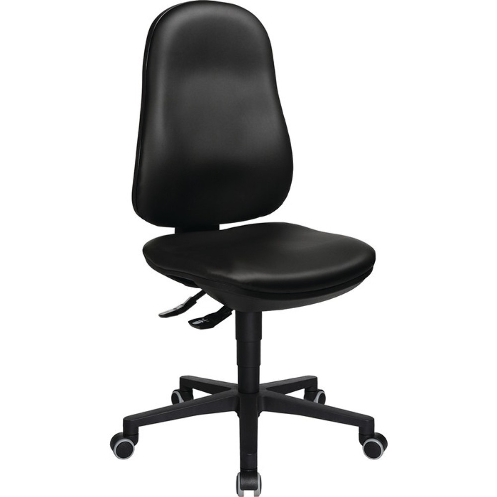 Chaise de travail pivotante Topstar® Point 70, rembourrage similicuir noir, roulettes, 410-530 mm