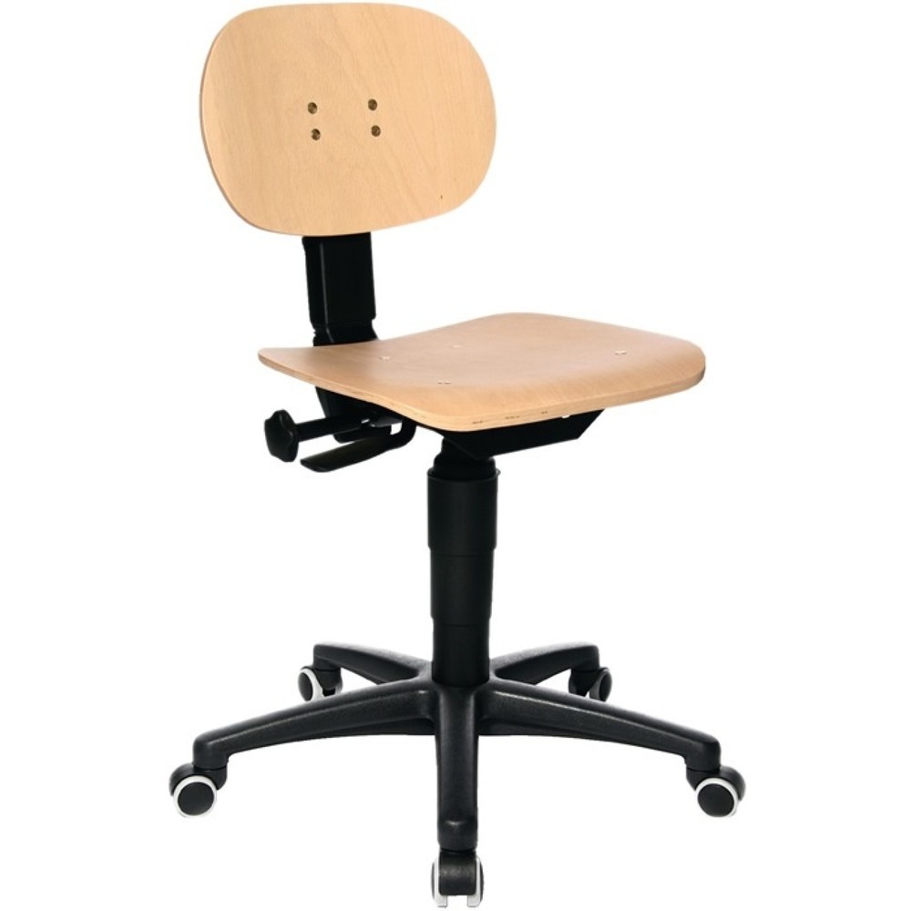 Chaise de travail pivotante Topstar® Tec 11, hêtre, roulettes, 420-550 mm