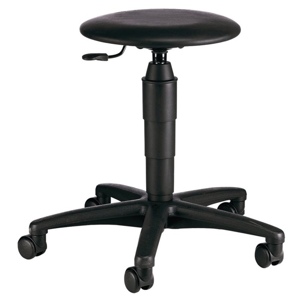 Tabouret pivotant Topstar®, rembourrage en similicuir noir, avec roulettes, hauteur d'assise réglable de 420 à 550 mm