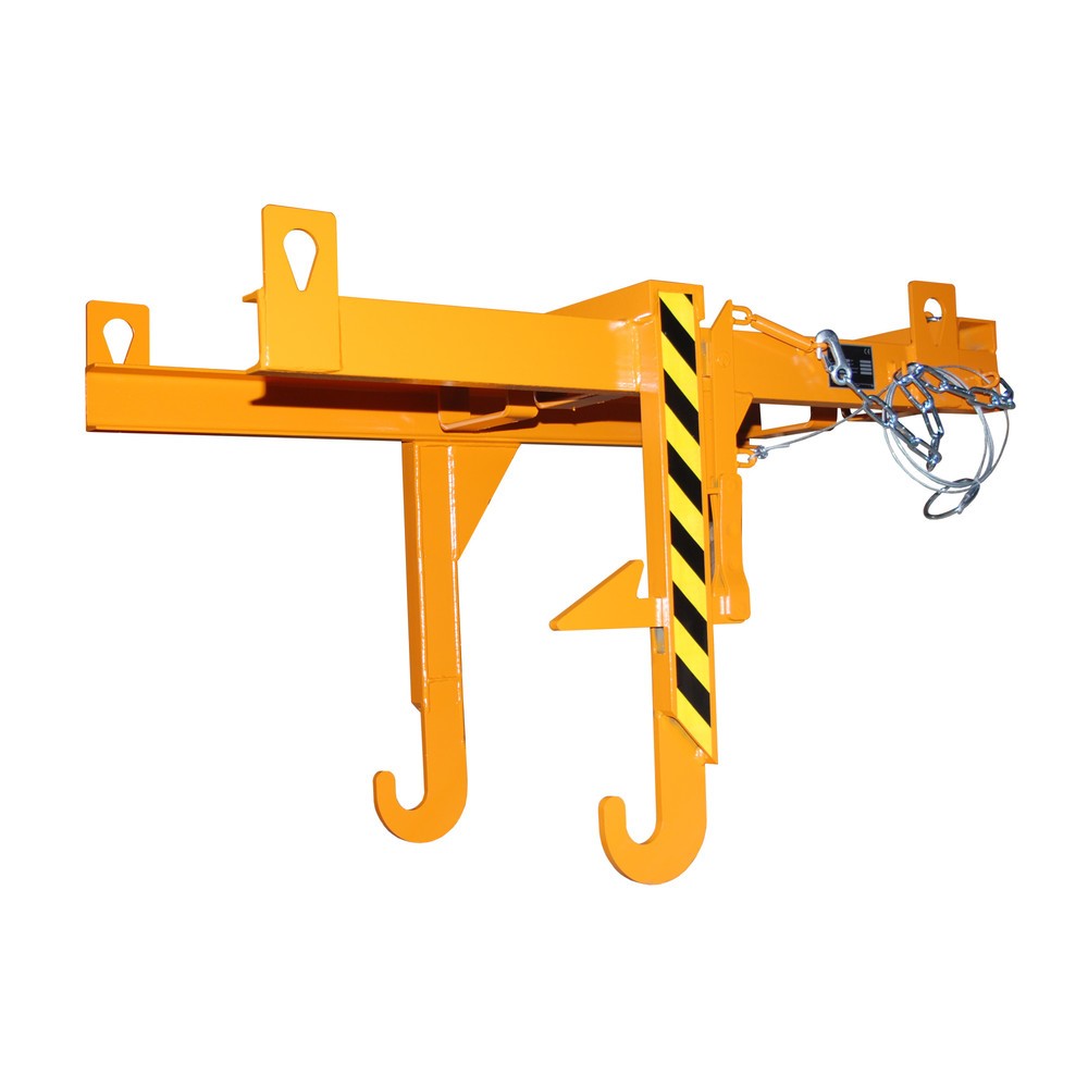 Traverse type BKT pour benne basculante empilable, capacité de charge 500 kg, volume 0,3 m³, RAL 2000 jaune orange