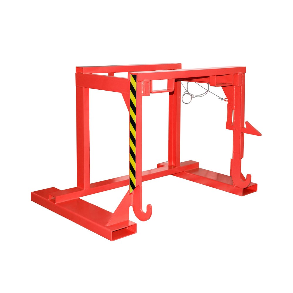 Traverse type BST-U pour benne basculante empilable, capacité de charge 2 000 kg, volume 0,9 m³, RAL 3000 rouge feu