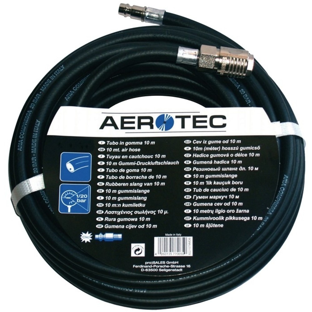 Tuyau pour air comprimé D. intérieur 9 mm longueur 10 m raccord DN 7,2 AEROTEC