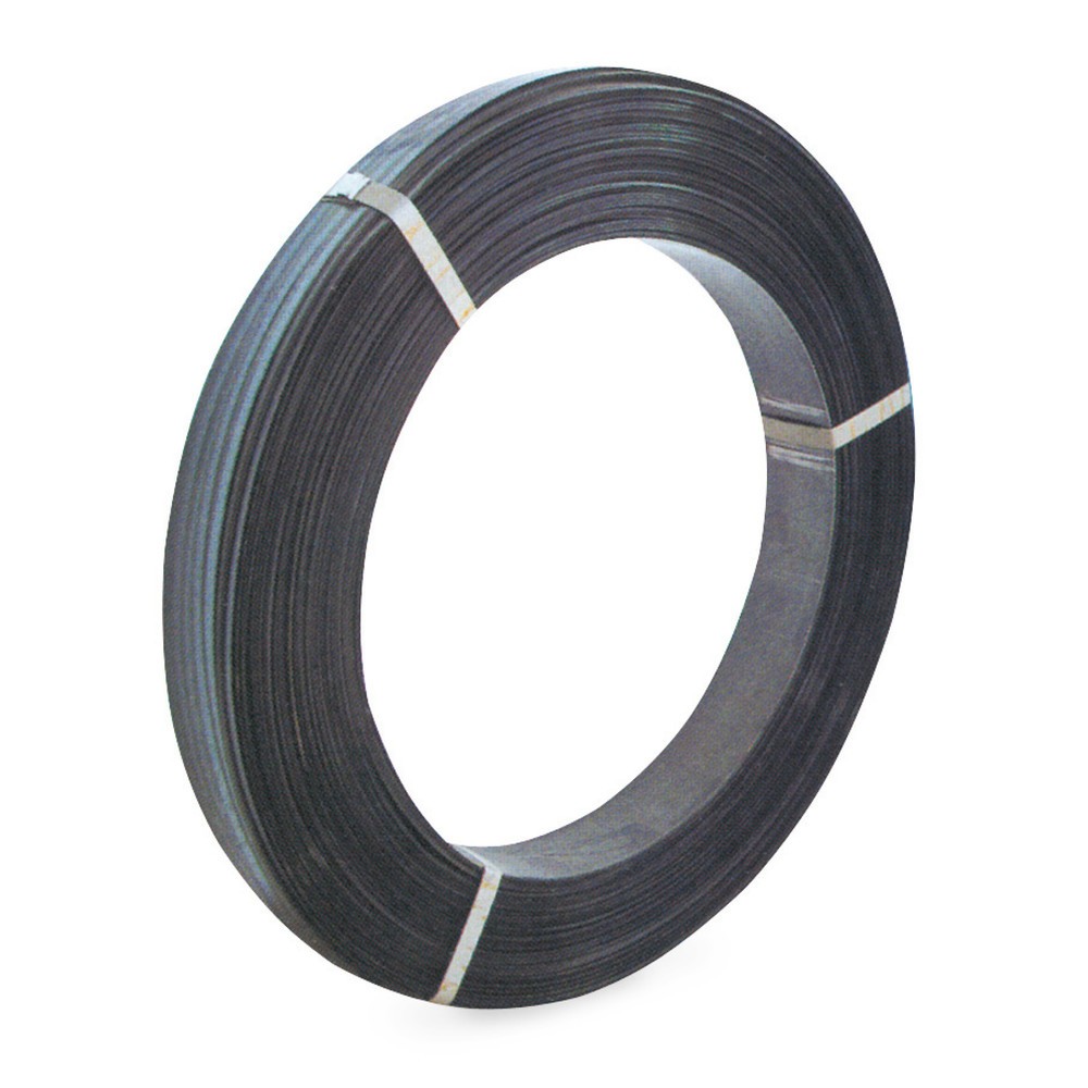 Stahlband, schwarz lackiert, mehrlagig, 19 mm x 650 lfm., Kern-Ø 406 mm, Stärke 0,50 mm, schwarz