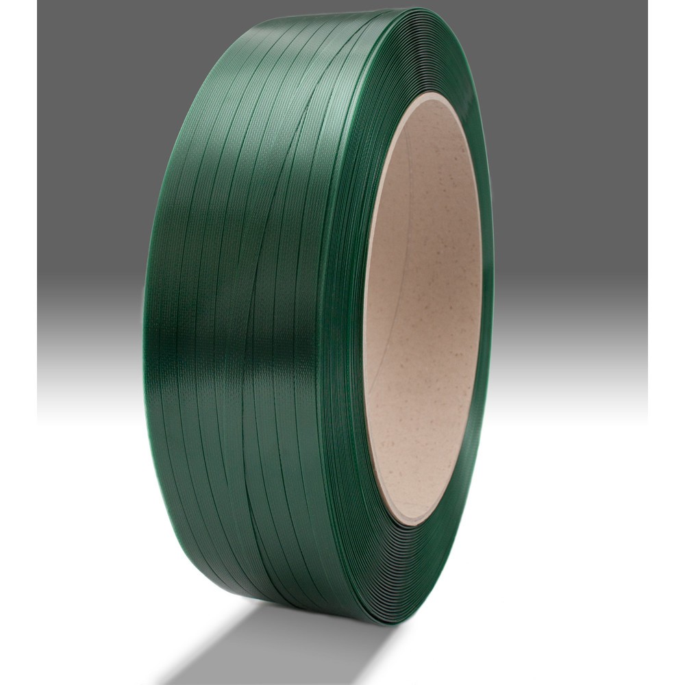 Umreifungsband GreenWave aus PET, gewaffelt, 15,5 mm x 1.350 lfm., Kern-Ø 406 mm, Stärke 0,90 mm, grün