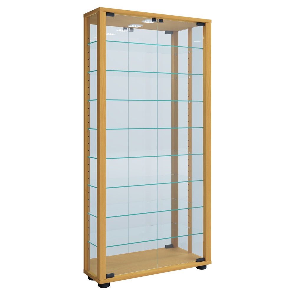 VCM Wandvitrine Vitrosa Maxi mit Spiegel, inkl. LED-Beleuchtung, Buche