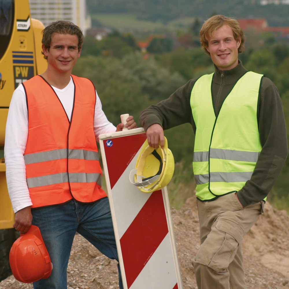 Veste réfléchissante EN 471, classe 2, orangé brillant, avec bandes réfléchissantes