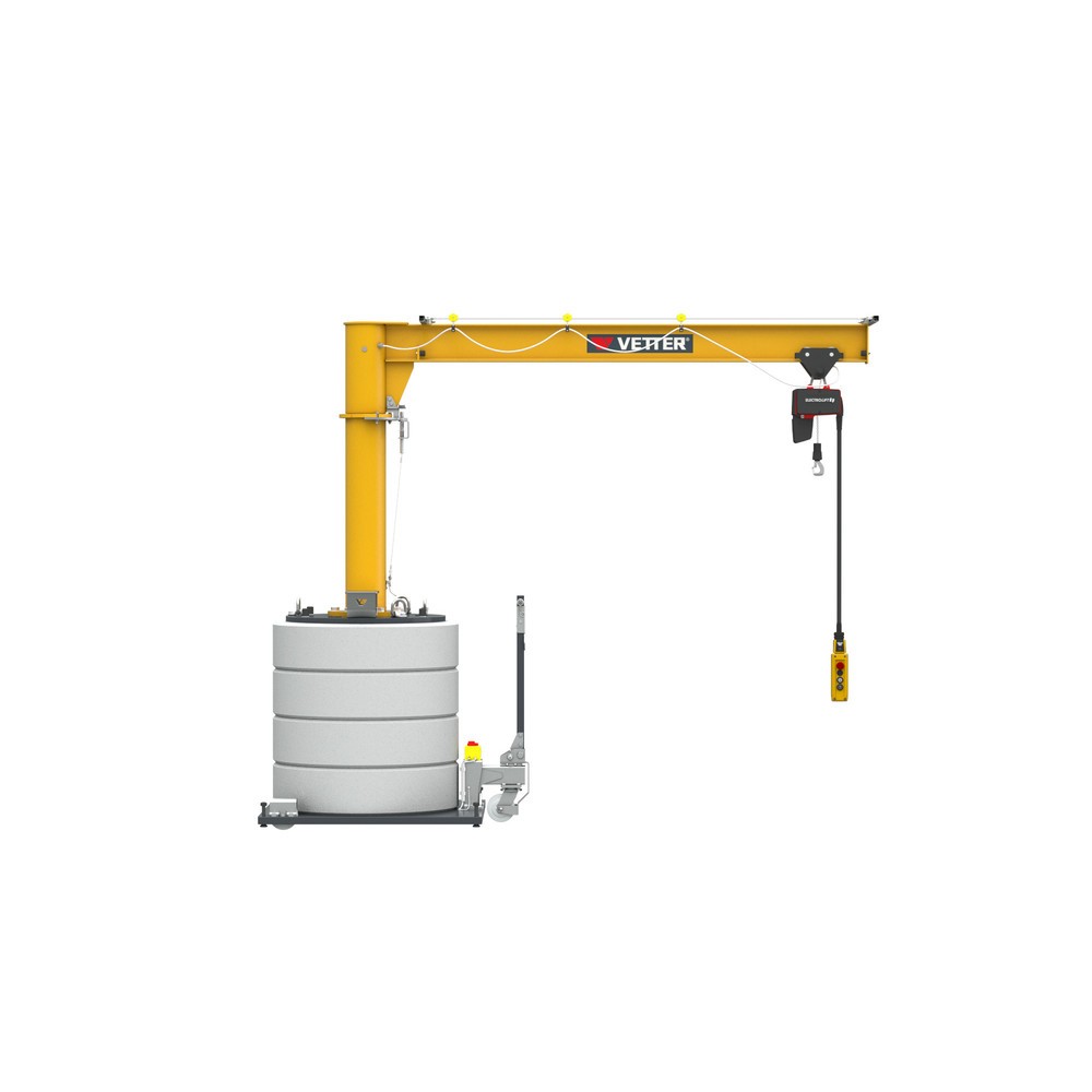 VETTER® Schwenkkran inkl. LIFTKET Elektrokettenzug, mobile Ausführung, Schwenkbereich 360°, Ausladung 3.000 mm, TK 125 kg