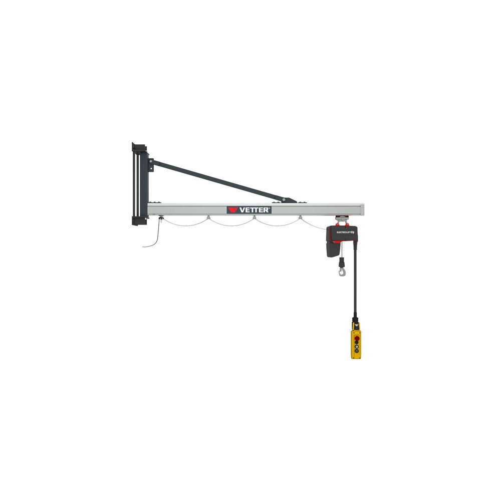 VETTER® Schwenkkran inkl. LIFTKET Elektrokettenzug, Wandausführung, Ausladung 3.900 mm, TK 125 kg