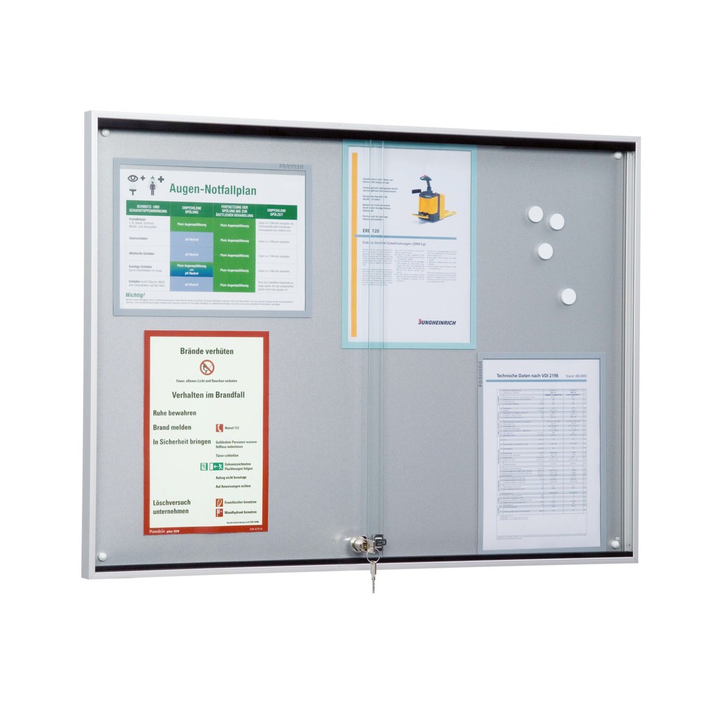 Panneau d’information avec portes coulissantes, T 10 mm, coins arrondis, H x l 377 x 500 mm, aluminium