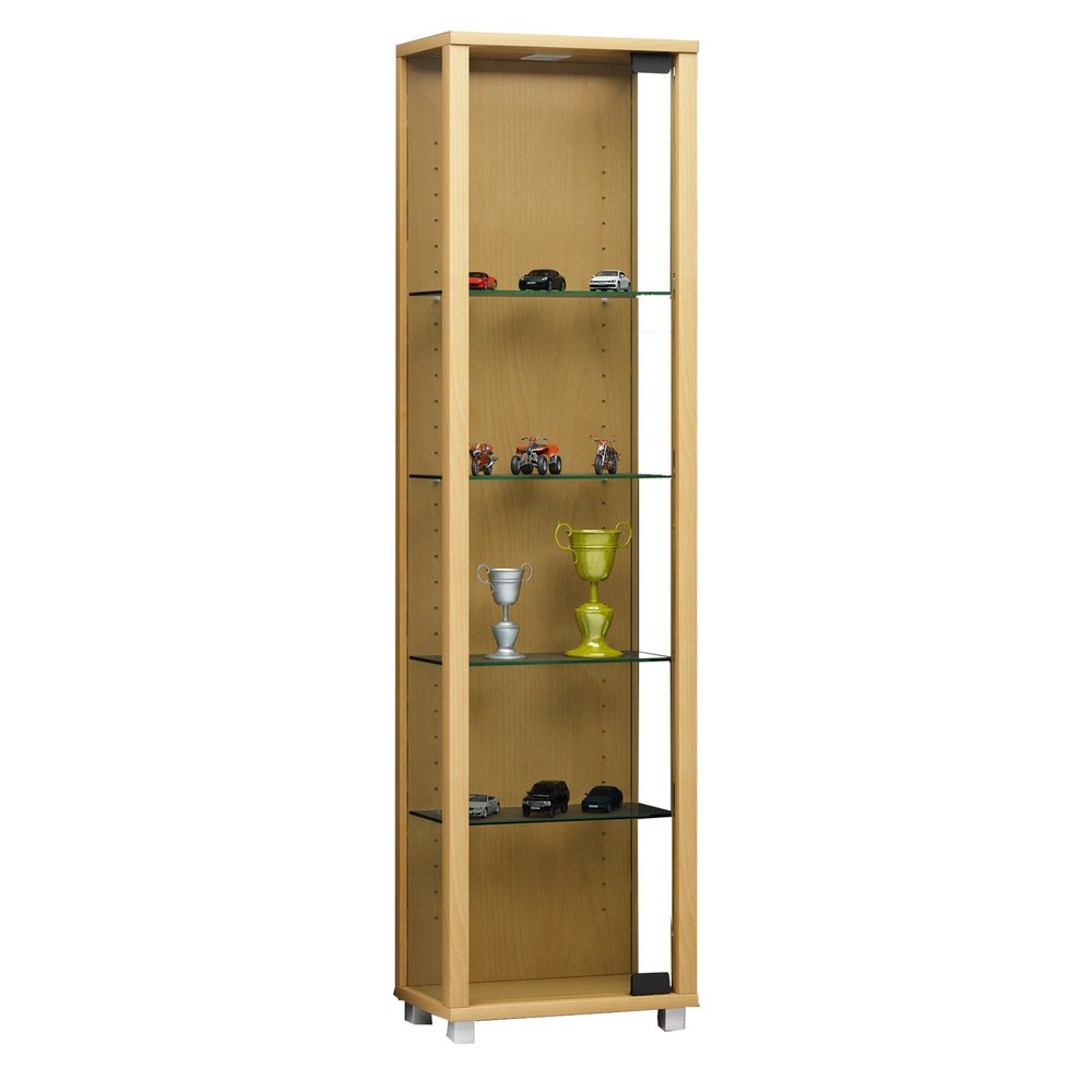 Vitrine Edana Mini, avec 4 tablettes, sans éclairage, hêtre