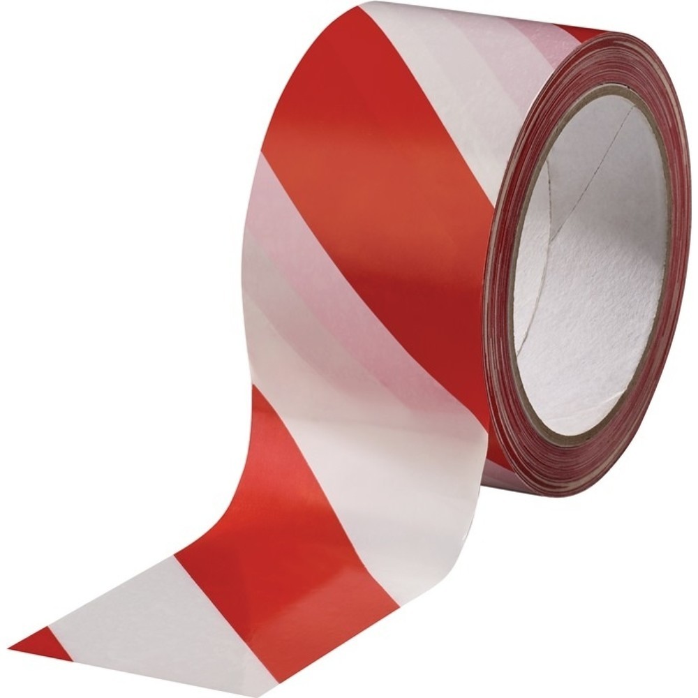 Warnmarkierungsband, rot/weiss, PVC, Rolle, Länge 66 m Breite 60 mm