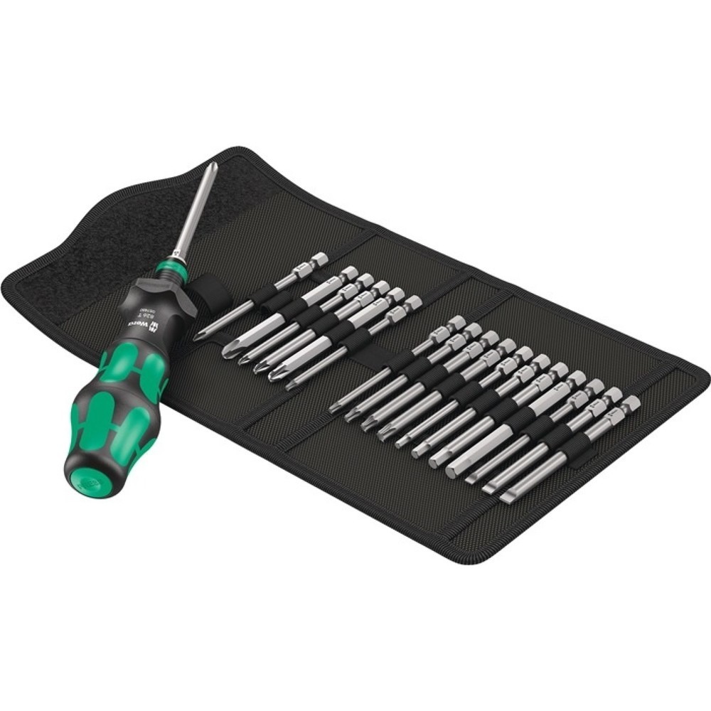 WERA Bitsortiment KK Turbo 1, Schlitz/PH/PZD/TORX®/6Kt., 19-teilig