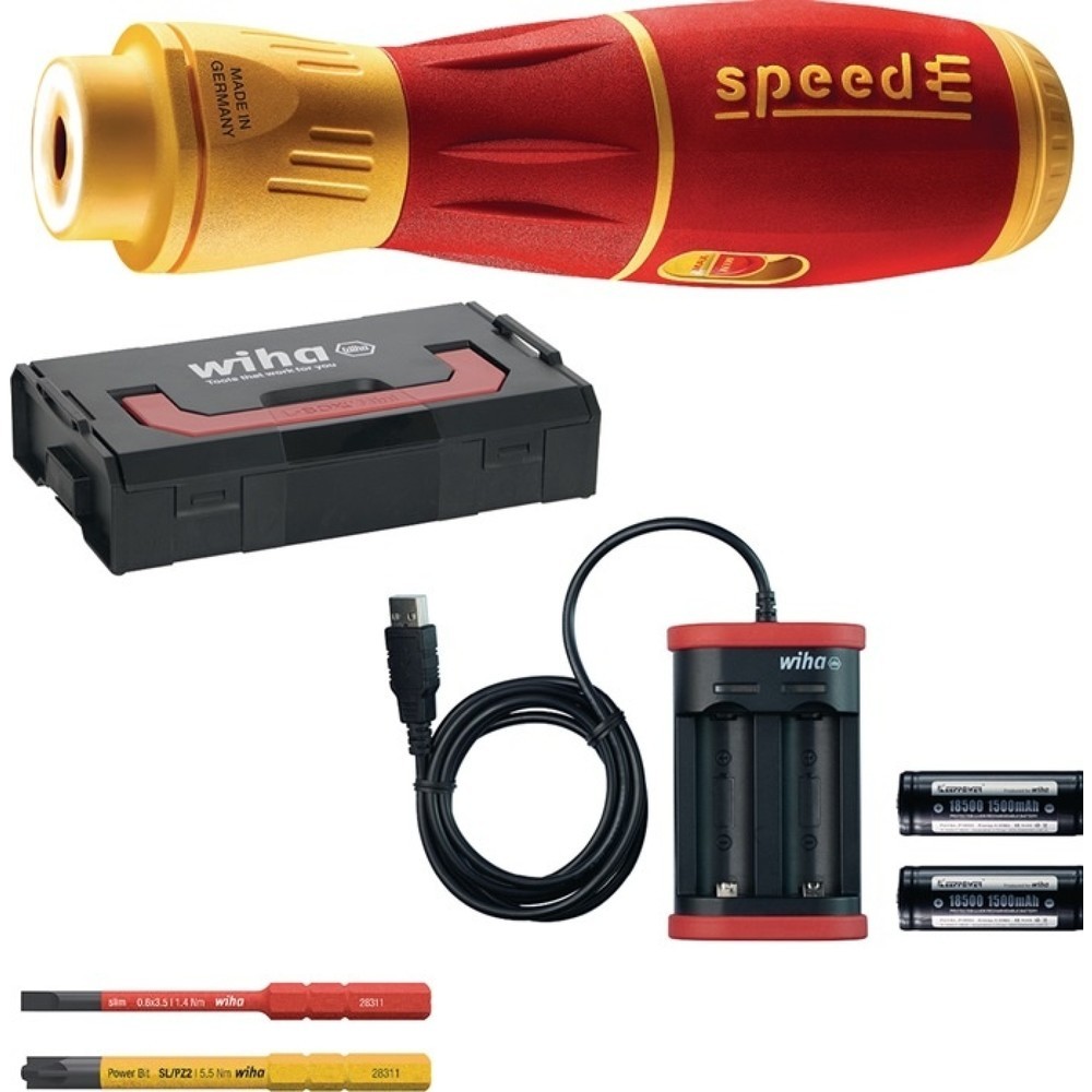 WIHA Schraubendreherset speedE® II electric, Akku, 6-teilig, Schlitz/(+/-Schlitz/PZD)