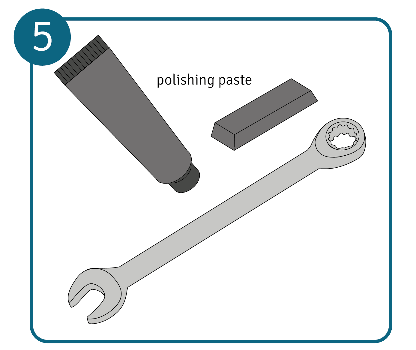 Polish the tools using a polishing paste or home remedy.