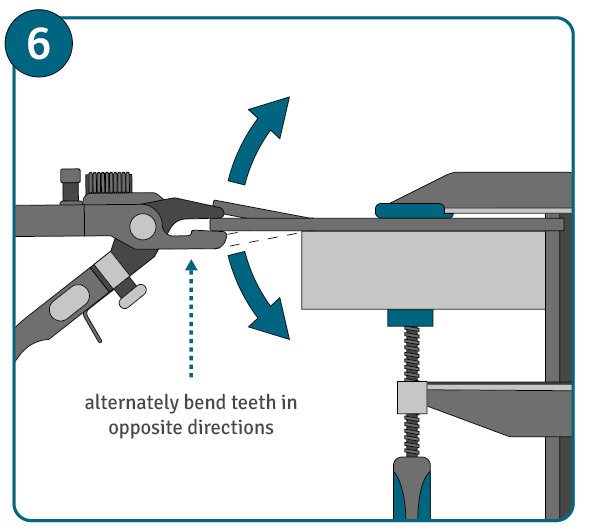 Set each saw tooth apart in an alternating fashion