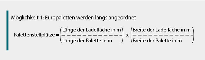 Formel zur Berechnung von Europaletten im Container längs angeordnet