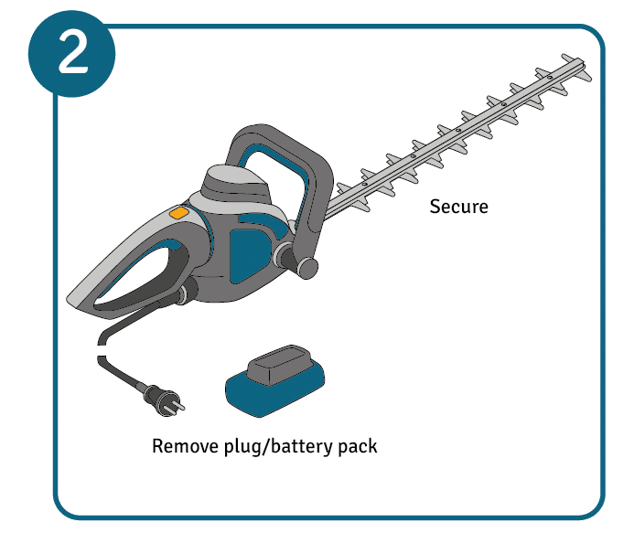 Hedge trimmers are disconnected from the power supply before sharpening