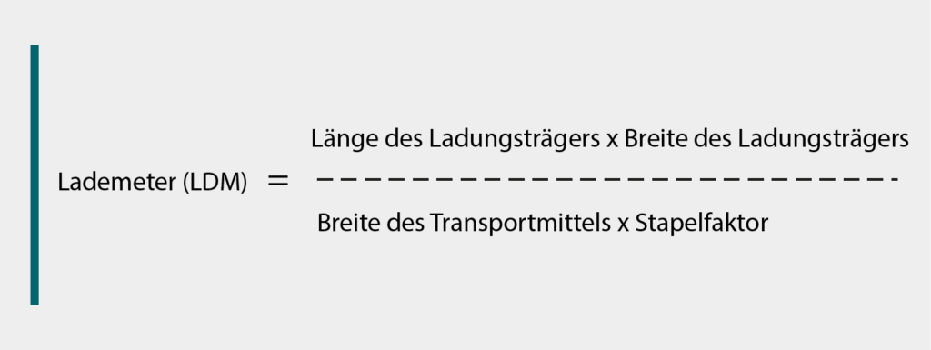 Formel zur Berechnung von Lademetern mit Stapelfaktor