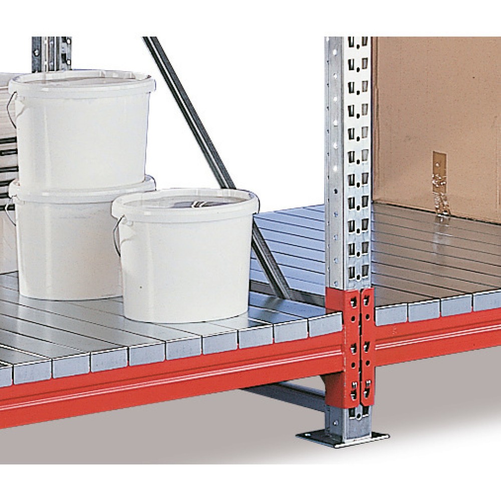Zusatzebene für META Weitspannregal, mit Stahlpaneelen, BxT 2.700 x 1.100 mm
